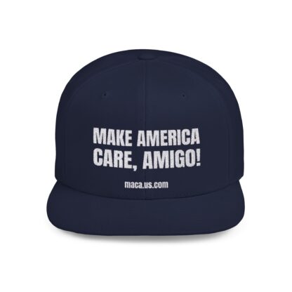 Flat Bill Snapback - MAKE AMERICA CARE, AMIGO! - Image 12