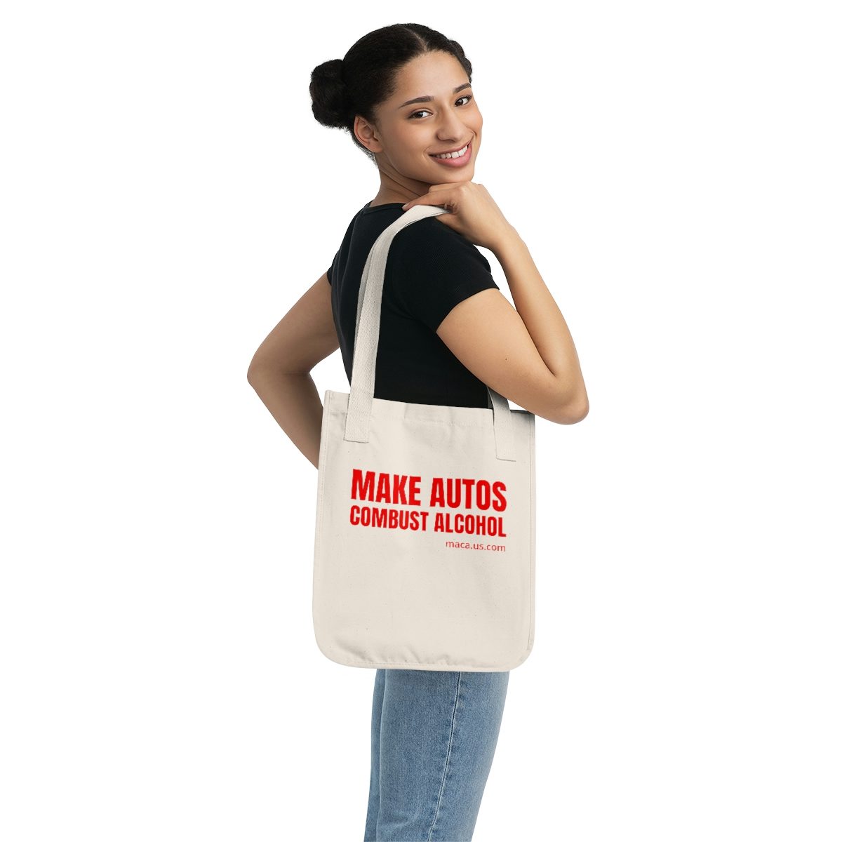 Organic Canvas Tote Bag - MAKE AUTOS COMBUST ALCOHOL - Image 3
