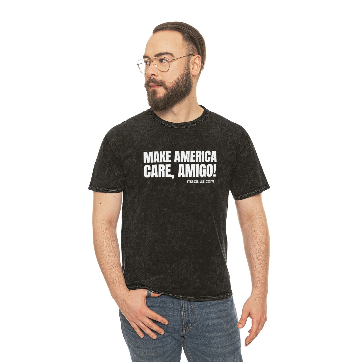 Unisex Mineral Wash T-Shirt - MAKE AMERICA CARE, AMIGO! - Image 5