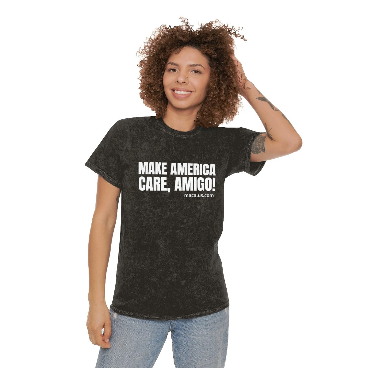 Unisex Mineral Wash T-Shirt - MAKE AMERICA CARE, AMIGO! - Image 6