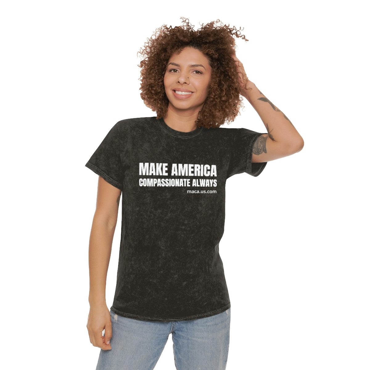 Unisex Mineral Wash T-Shirt - MAKE AMERICA COMPASSIONATE ALWAYS - Image 3