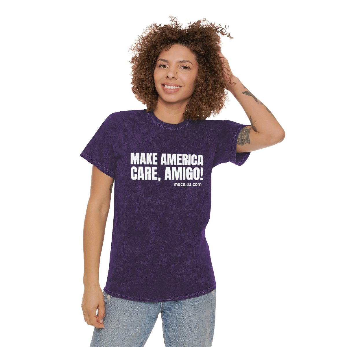 Unisex Mineral Wash T-Shirt - MAKE AMERICA CARE, AMIGO! - Image 12